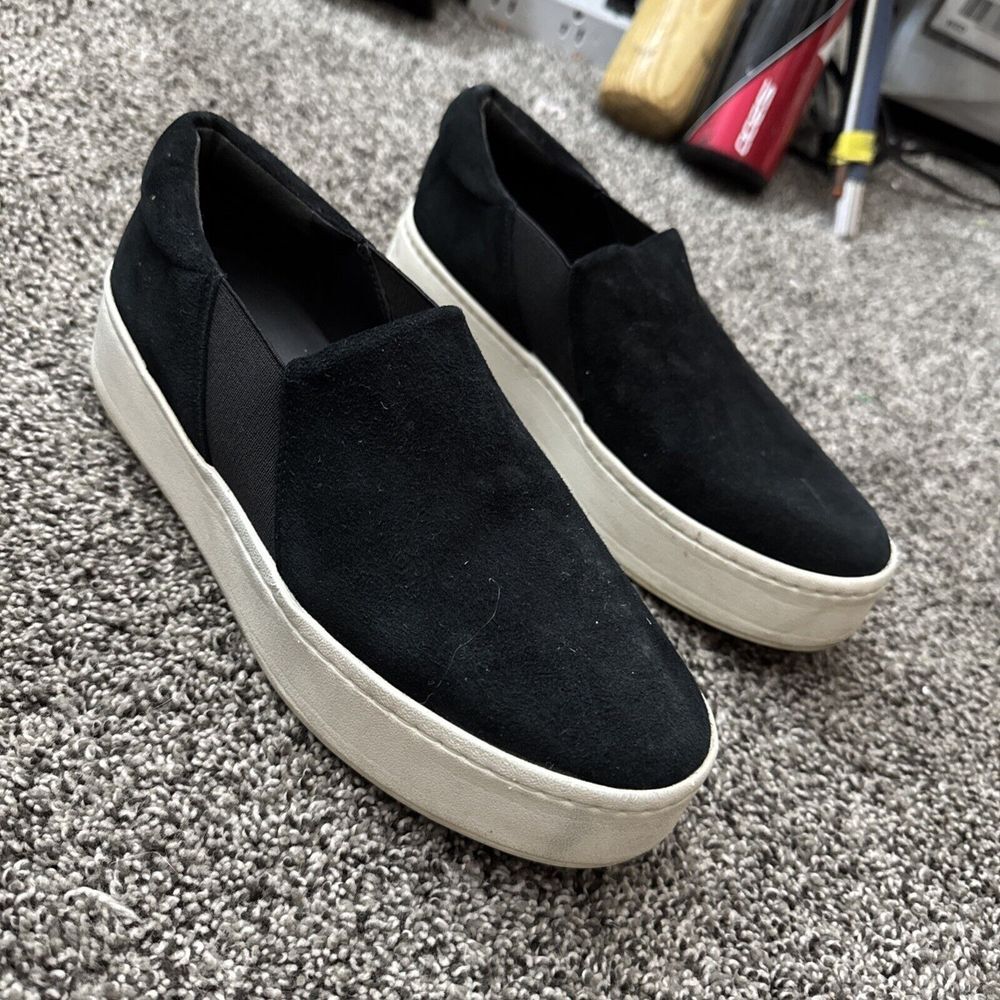 Vince Warren Size‎ 6.5 M Women's Black Suede Platform Slip On Sneakers Shoes